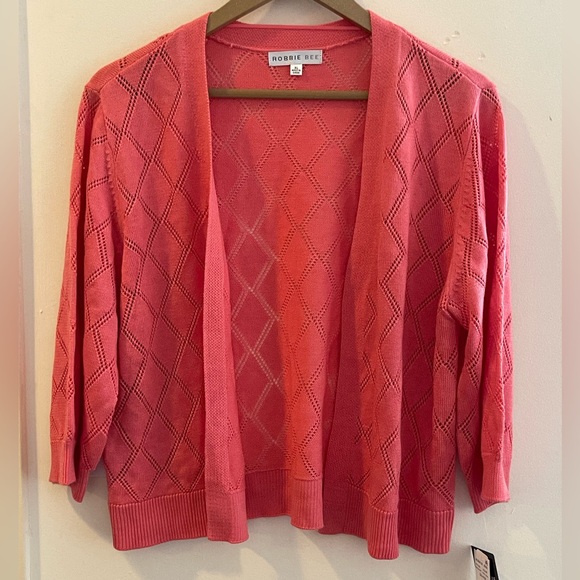Robbie Bee Coral Open Front Cardigan NWT Size XL - Picture 1 of 11